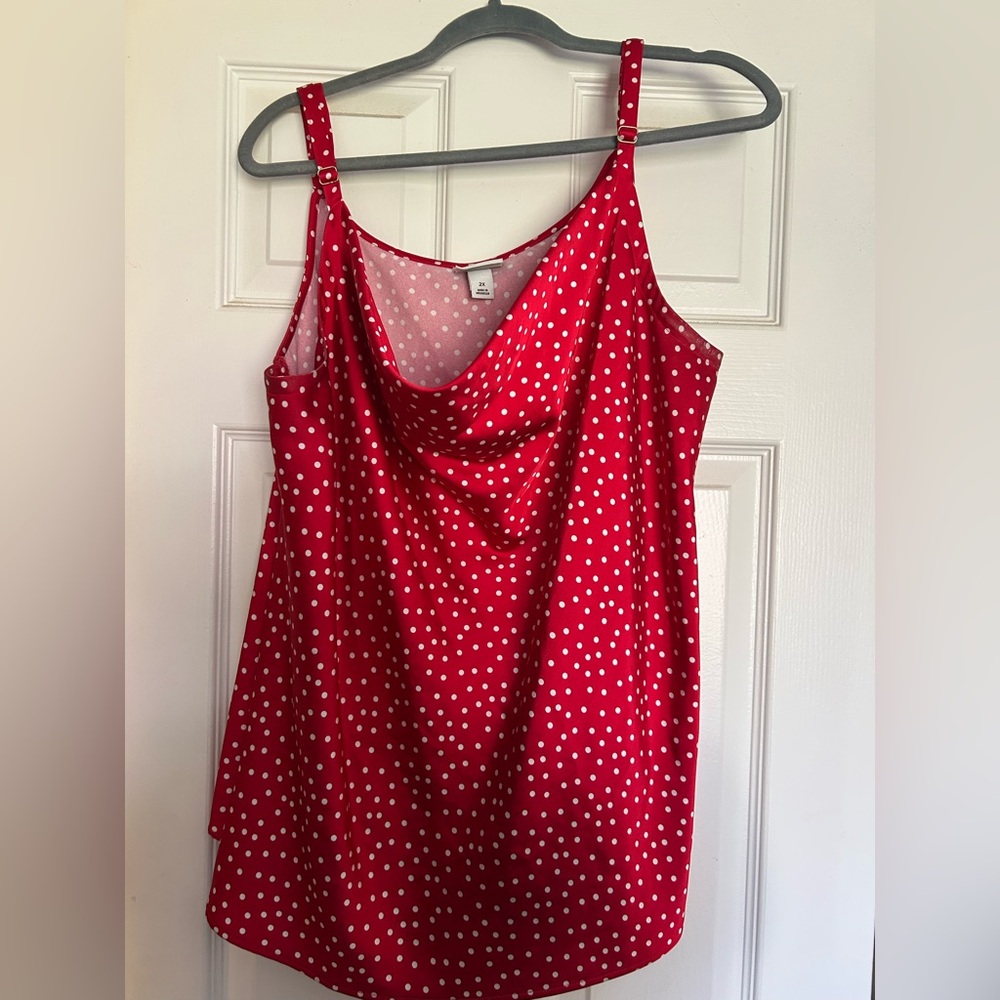 Ava & Viv Red and White Polka Dot Top